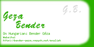 geza bender business card