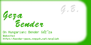 geza bender business card